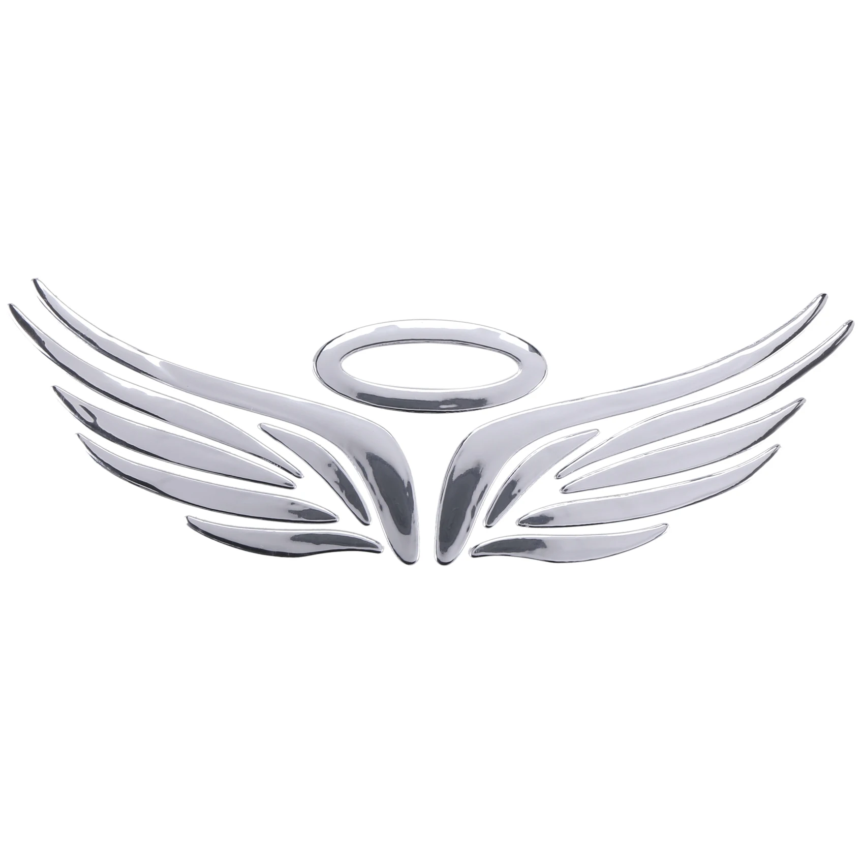 3D Chrome Angel Wing Sticker Decal Auto Car Emblem Decal Decoration Color Silver