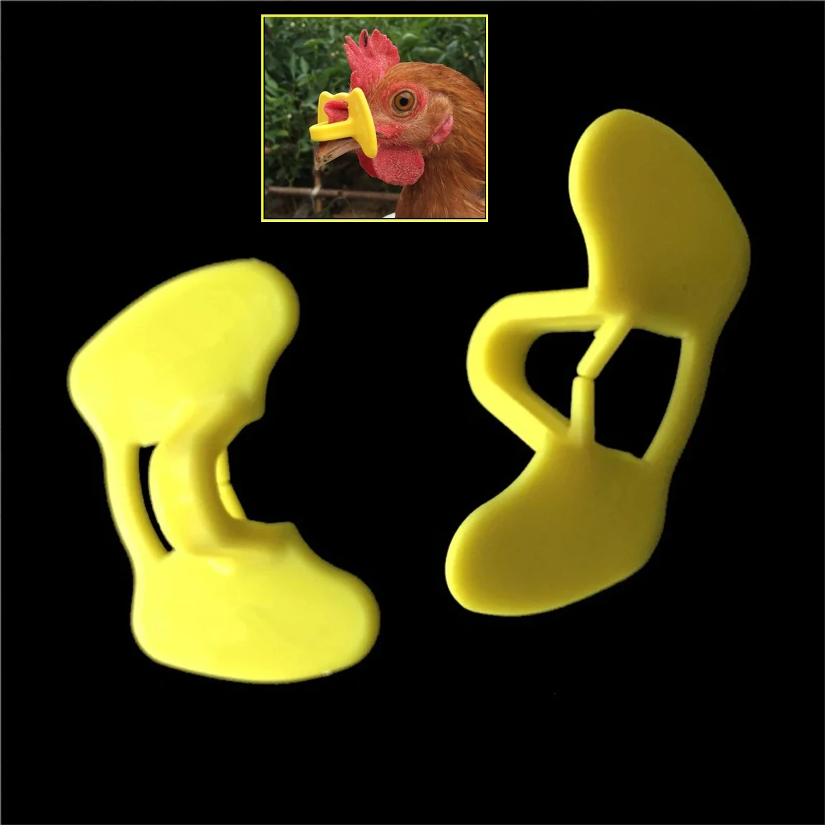 Anti-Pecking Chicken Glasses 8mm Thickened Yellow Plastic Rooster Glasses Preventing Fighting Hair Pecking Poultry Supplies 20Pc