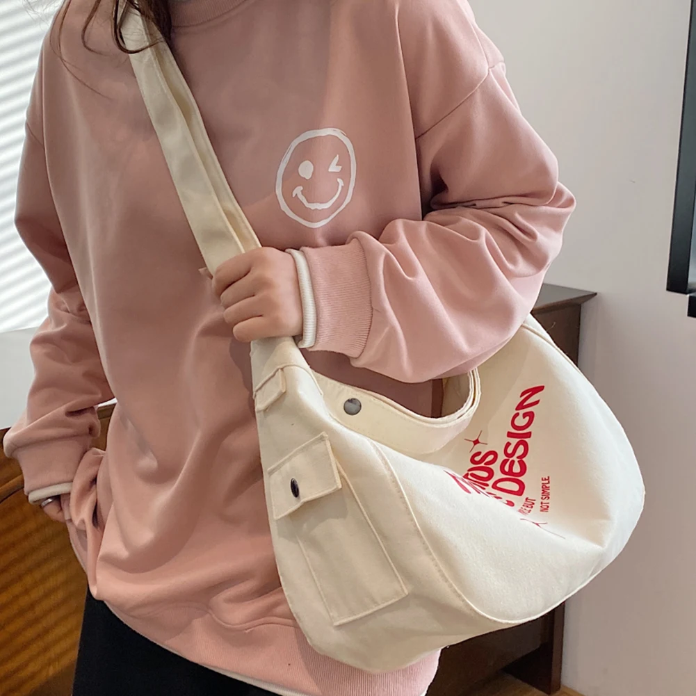 

Canvas Underarm Bags Large Capacity Women Top-handle Bags Fashion Letter Printed Simple Casual Female Shopping Tote for Travel