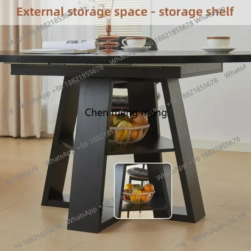 

Extendable Dining Table for 4-8, Mid Century Modern Round & Oval Table with Hidden Leaves Space-Saving Customized E136