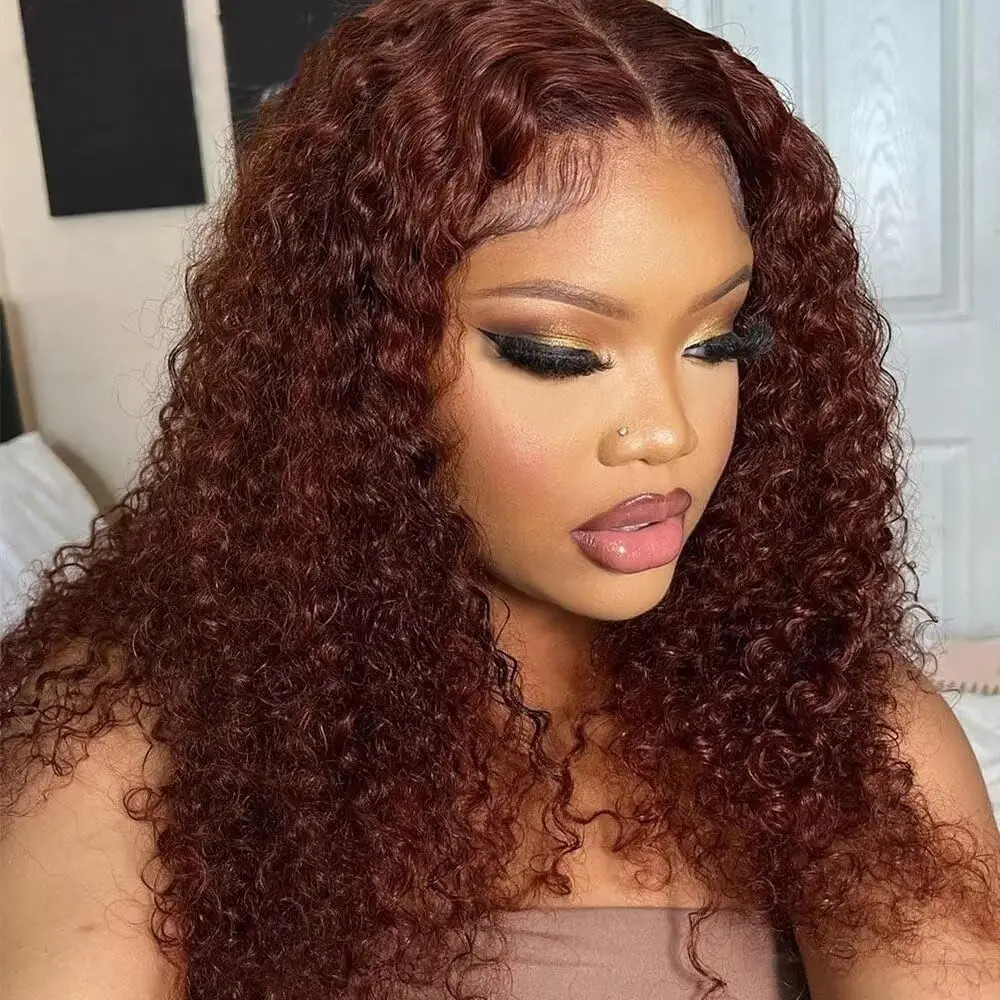 

13x6 HD Transparent Lace Frontal Wigs Pre Plucked Colored Water Curly 13x4 Lace Front Human Hair Wigs For Women Bleached Knots