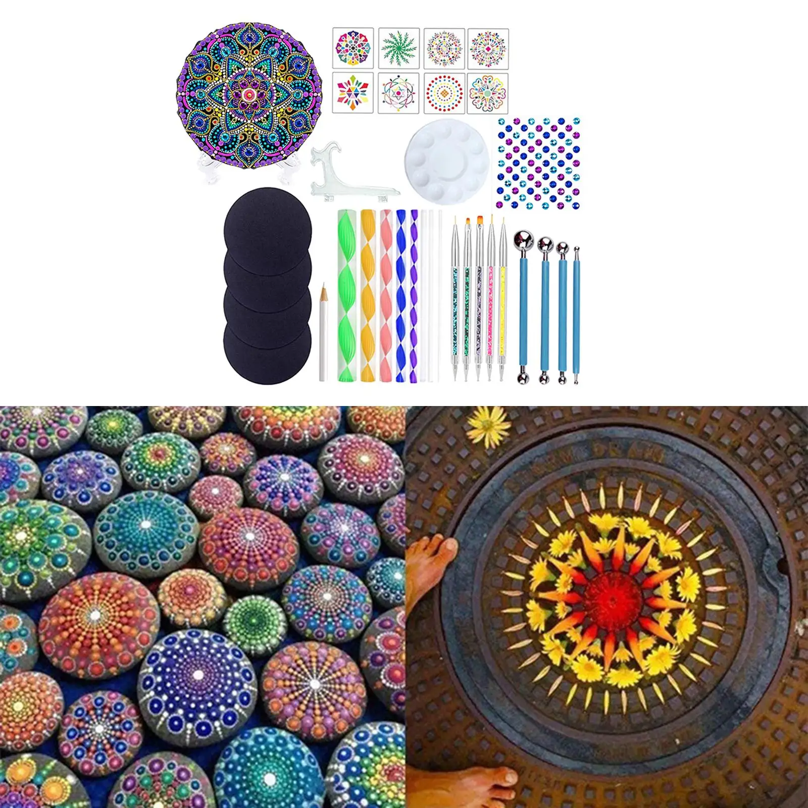

34pcs/Set Mandala Dotting Tools Rock Painting Kits Dot Art Pen Paint Stencil