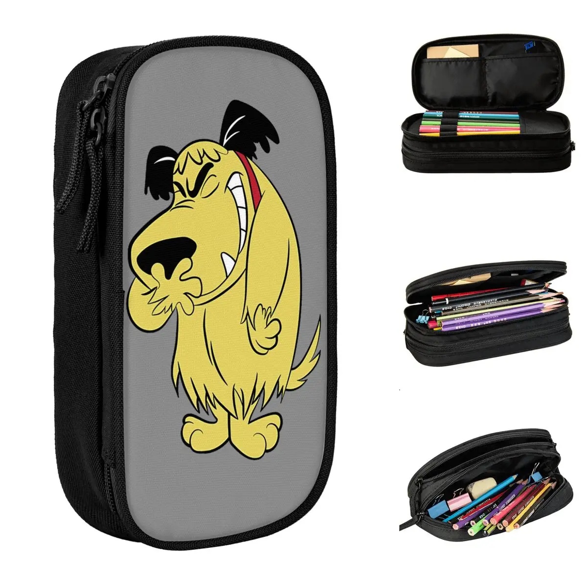 New Laughing Muttley Wacky Races Pencil Case Pencilcases Pen Box for Student Big Capacity Bags Office Zipper Stationery