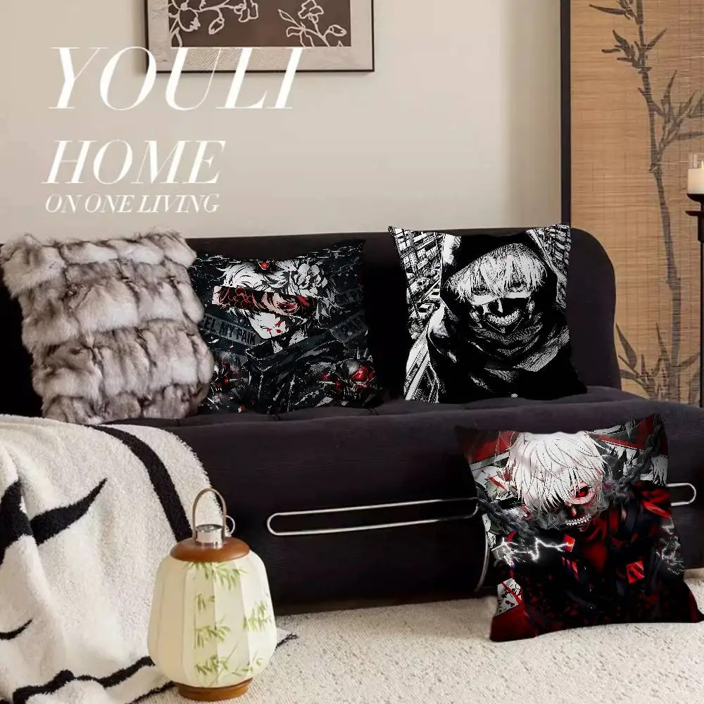 Anime Tokyo Ghoul Cushion Cover Inches Farmhouse Decor Home Throw Pillow Covers for Couch Decorations