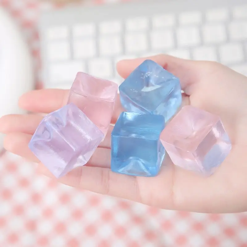 12pçs cubo de gelo quadrado sensorial brinquedo bola de estresse mochi squishies brinquedos de apertar para adultos crianças festa de verão brinquedos de alívio de estresse