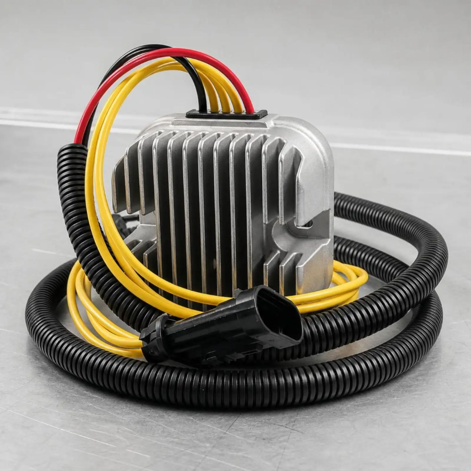 ATV Motorcycle Voltage Regulator AC to DC Converter Heavy Duty Charging Kit Replacement Power Module with Silver Finned Sink