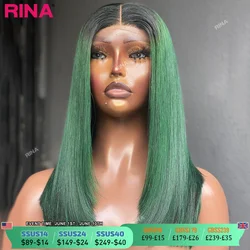 1B Green Colored Short Bob Wigs 180 Density 13x4 Lace Front Human Hair Wig For Black Women PrePlucked Brazilian Straight Bob Wig