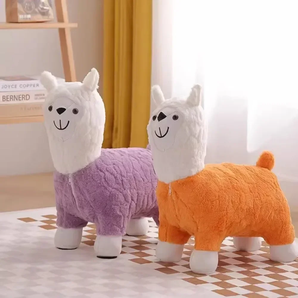 Alpaca Stool Multifunctional Low Stool Home Living Room Shoe Changing Anti Slip Soft Cartoon Children'S Room Plush Accessories