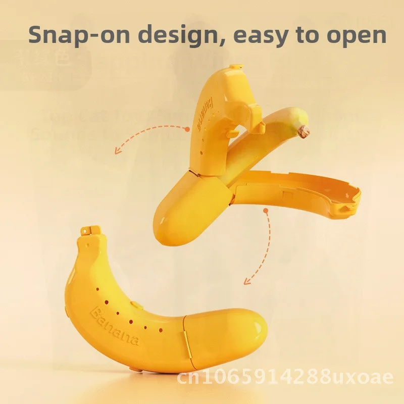 Portable Banana Storage Box Fresh-Keeping Anti-Squeeze Fruit Protection Container for School And Travel Light Yellow Plastic