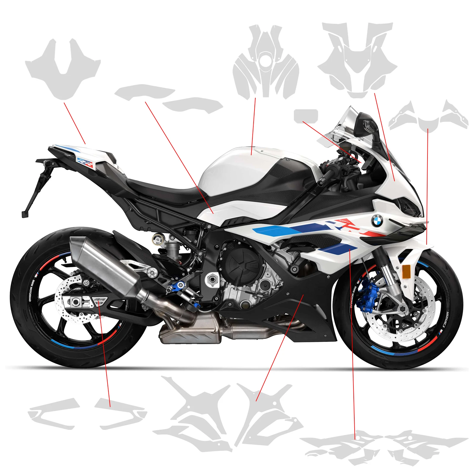 

S1000RR Accessories PPF Complete Paint Protection Set For BMW s1000rr S 1000 RR 2023-2024 Motorcycle TPU Body Protection Sticker