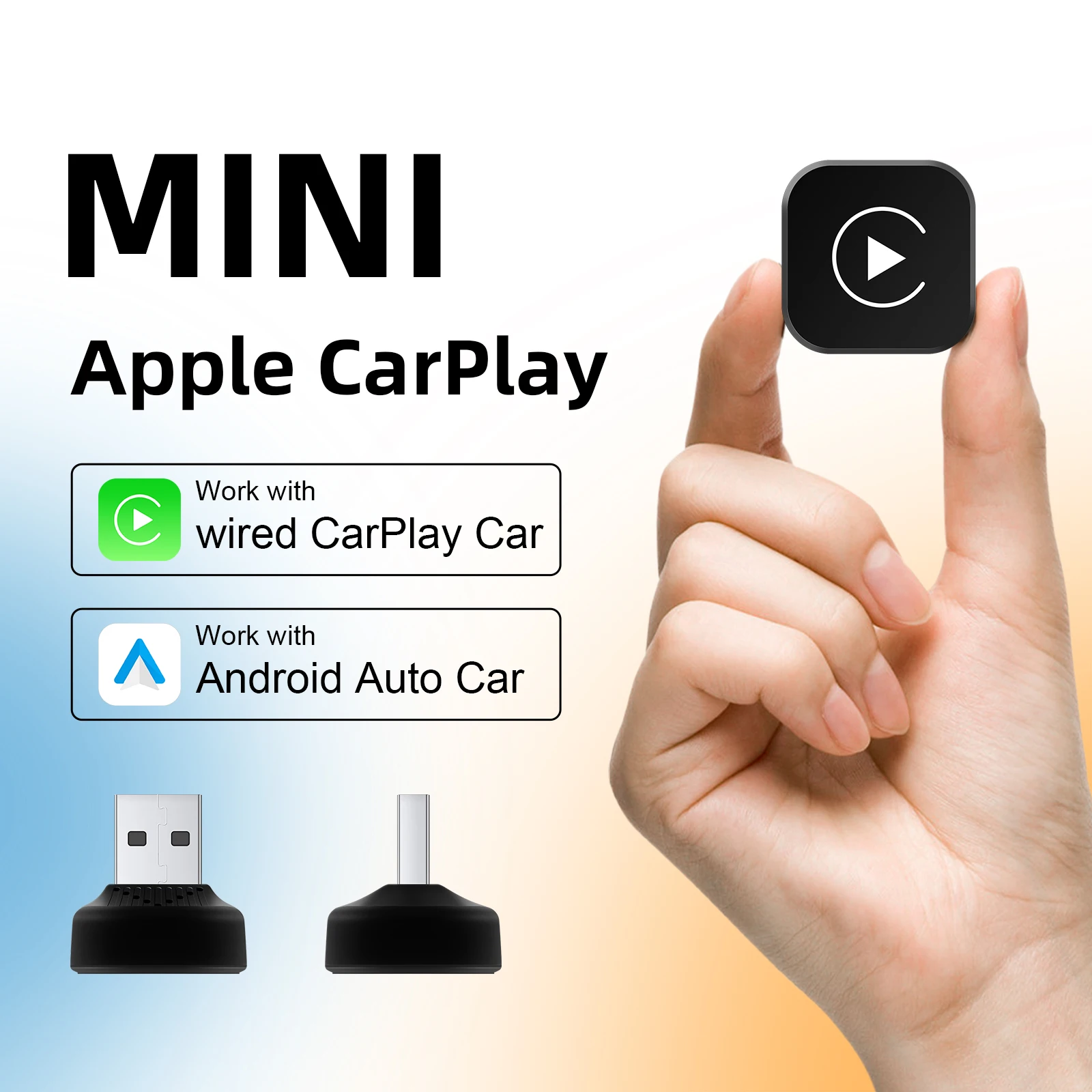 Universele 2in1 draadloze CarPlay Android Auto-adapter Smart Mini Box voor in de fabriek bekabelde auto, Plug & Play WiFi Fast Connect