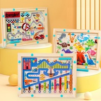Montessori Alphabet Matching Game, Magnetic Parking Lot Maze, 26 Letters Cars Puzzle For Kids,Letters Vocabulary Learning