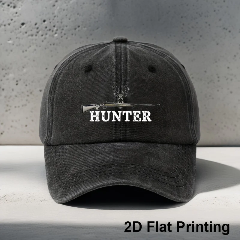 

Vintage Distressed Baseball Cap - "HUNTER" Letter Fun Print Breathable Hat for Women and Men | Adjustable Golf and Sun Hat, Outd