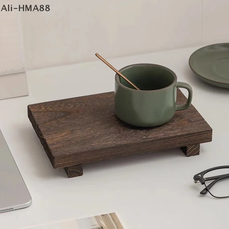 

Wood Tray Pedestal Stand Wooden Vanity Hands Soap Scented Candle Storage Holder Tray Kitchen Seasoning Holder Home Decor