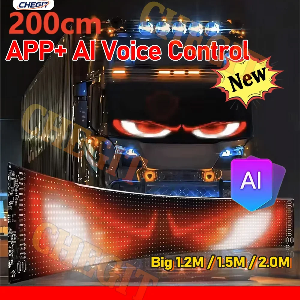 

New 2M AI Voice Devil's Eye Truck Windshield APP Flexible Led Eye Animation Display Smart Scrolling Message Eye Soft LED Sign