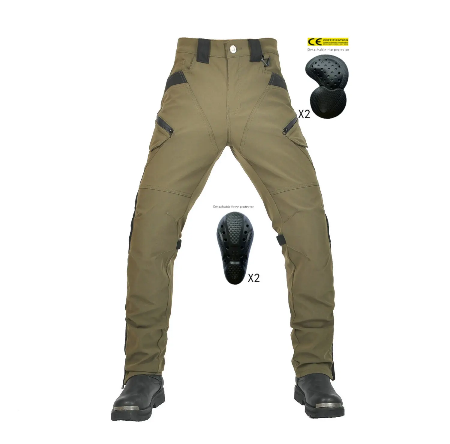 Waterproof Men's High Waist Motorcycle Riding Pants Four Seasons Anti-Fall Windproof Breathable Double Layer Bike Pants
