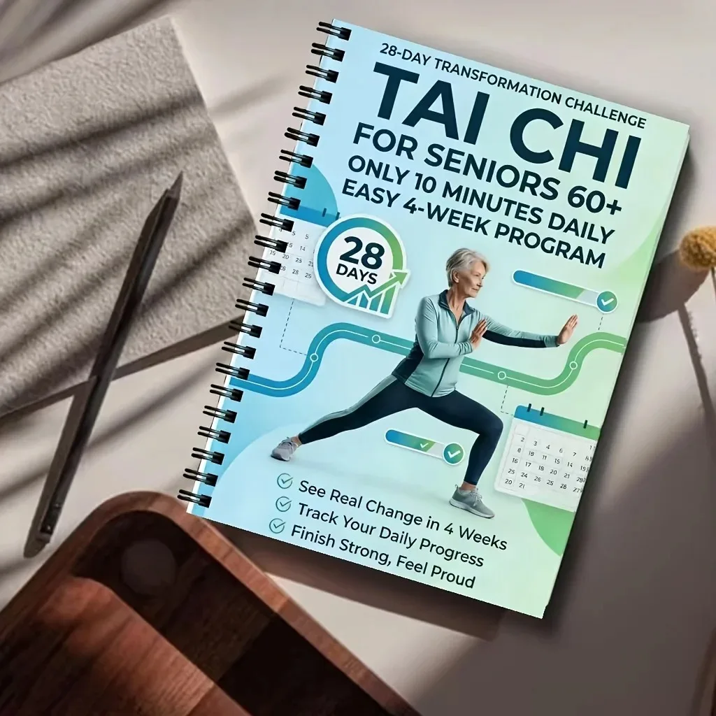 Tai Chi for Seniors 60+ 28-Day 10 Mins Daily Program Spiral Bound Beginner Friendly Guide Book for Balance Fitness Exercise