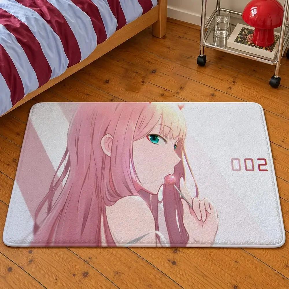 Anime DARLING in the FRANXX Zero Two Floor Mat Soft Flannel Entrance Doormat Non-Slip Washable Rug For Bedroom Home Decor