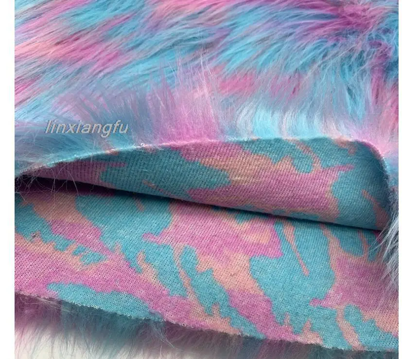 

Three-color jacquard fabric, colorful Shanghai style long-haired fabric, sofa cushion fabric, plush toy artificial fabric