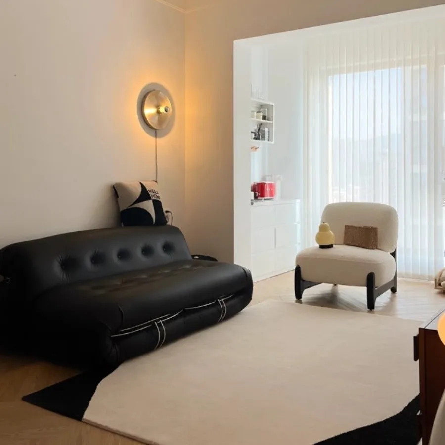 CX living room single sofa small apartment solid wood single chair wabi sandy wind lazy leisure chair