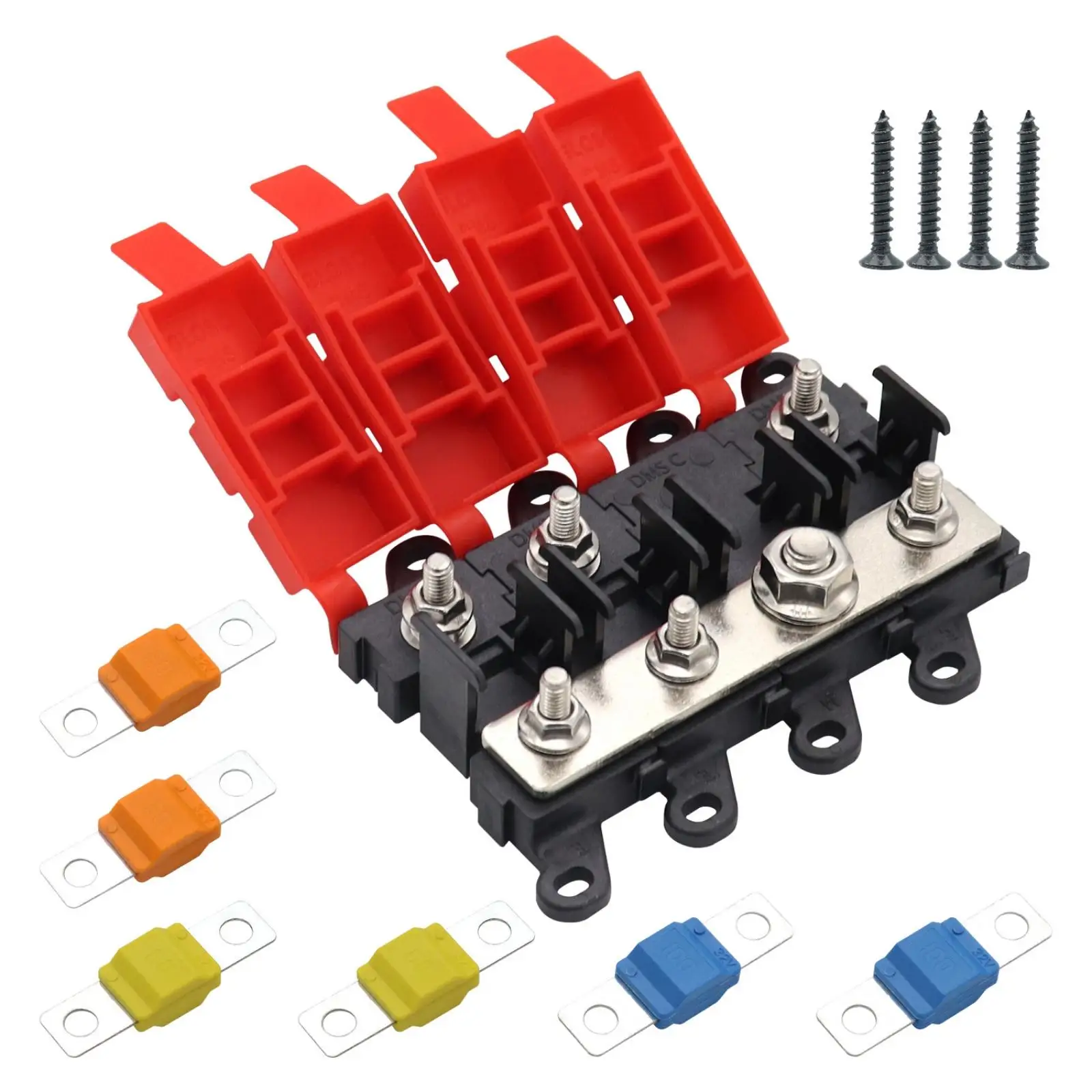 High Current Circuit Protector with 30A 60A 100A Fuses and Mounting Screws for RV Truck Trailer Wiring