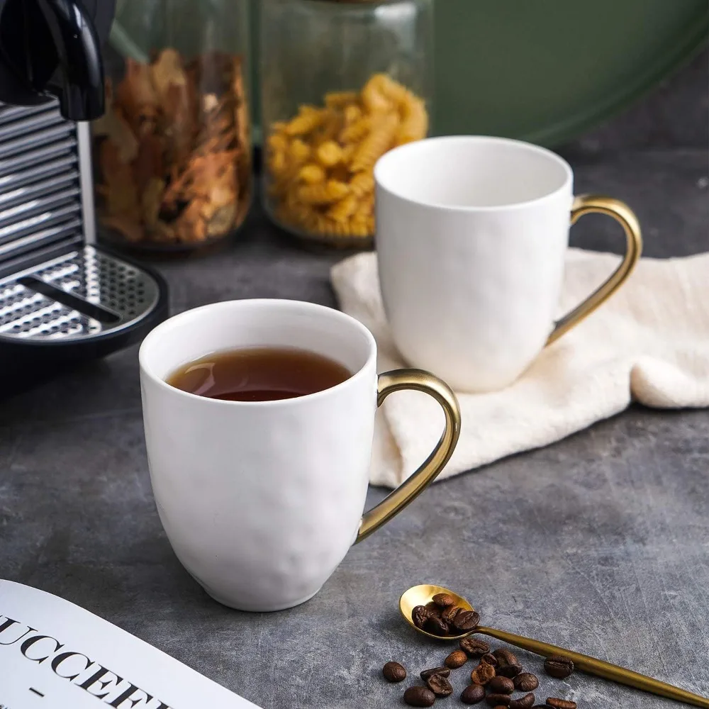 Stoneware 16-Piece Dinnerware Set, Service for 4, White with Golden Rim Accents