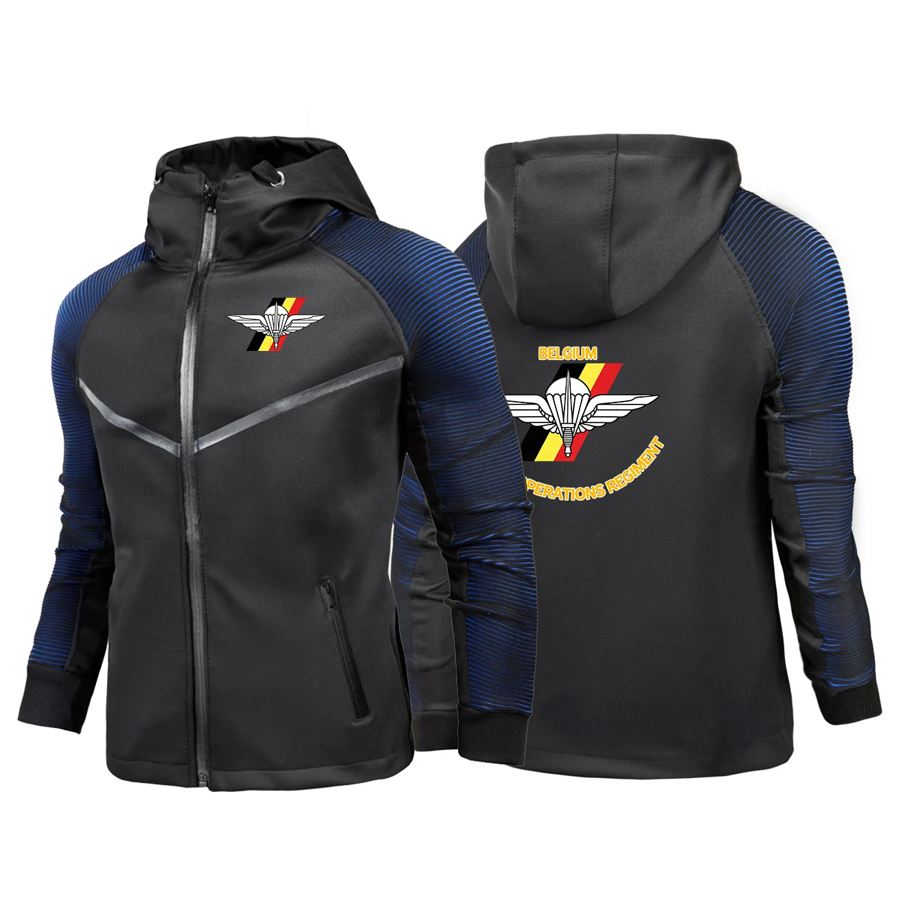 2026 Spring And Autumn Men's Coat Belgium Special Forces Special Operations Regiment Logo Print Military Racing Suit Jacket