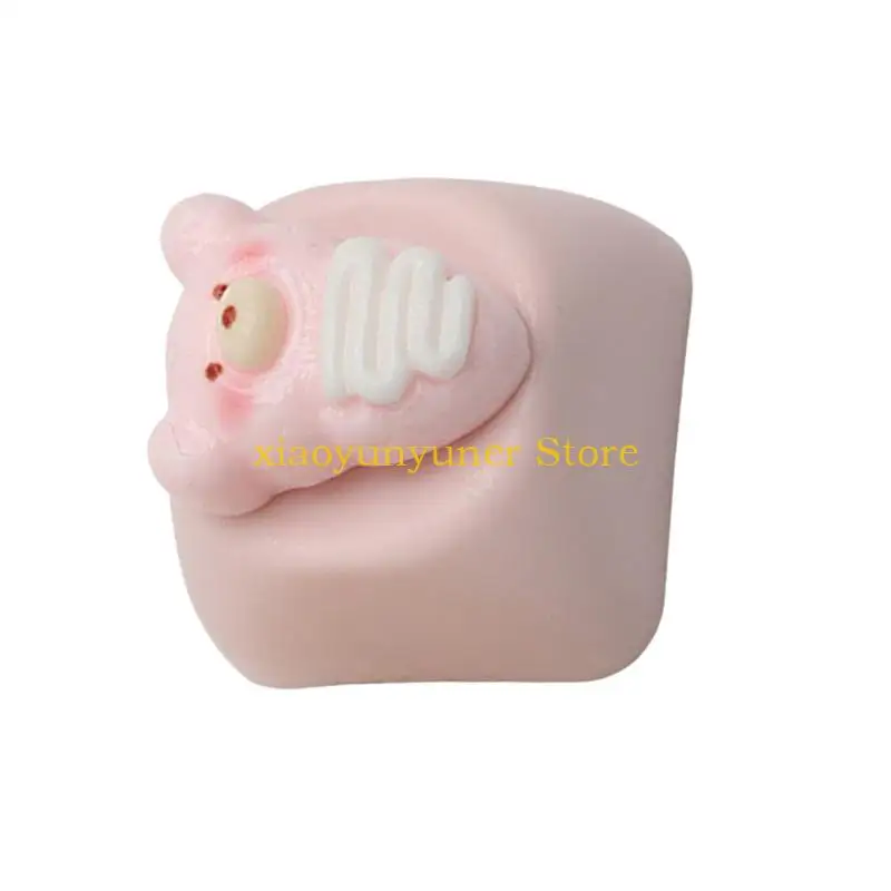 P9JB Mechanical Keyboards Resin Keycaps With 3D Cartoon Bear Pizza Pink Yellow Color