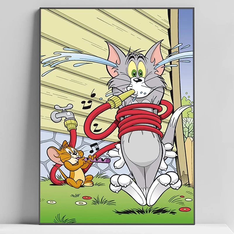 

Funny Cartoon T-Tom and J-Jerry Poster Home Decorations for the Room Decor Canvas Decorative Painting Wall Art Posters Paintings