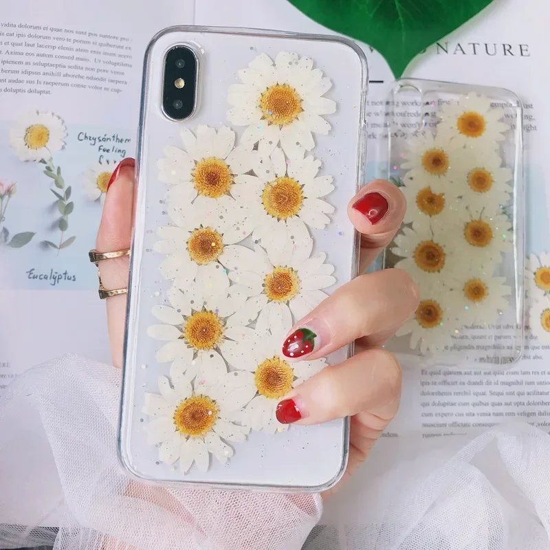 60X Pressed Dried Natural White Chrysanthemum Paludosum Flowers For Jewelry Bookmark Phone Case Postcard Invitation Card Craft