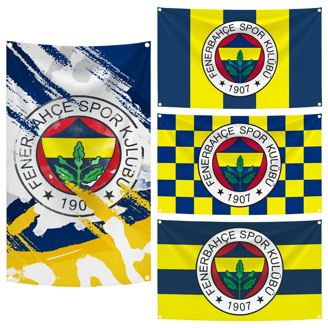 90x150cm Turkey Fenerbahce SK 1907 Blue Yellow Flag Tapestry Polyester Digital Printing Banner for Garage Wall Art Decoration