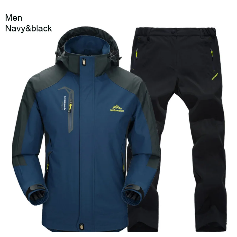 Outdoor Wanderjacken- und Hosensets für Herren Herbst Thermische Wasserdichte Winddichte Kapuzenjacken für Reisen, Bergsteigen und Camping – Detail 12