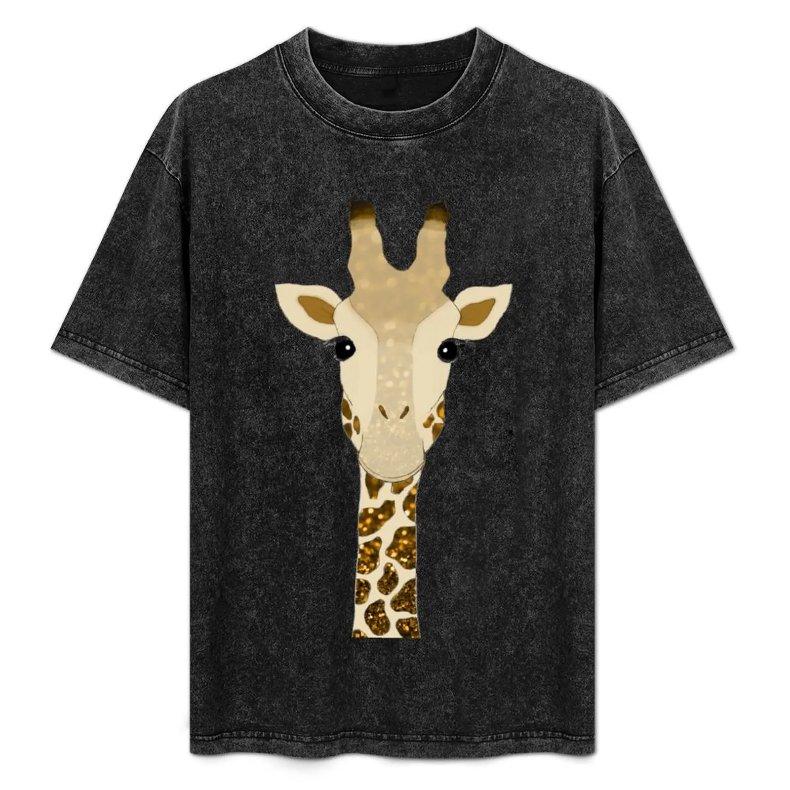 

Golden Glitter Giraffe T-Shirt Summer Casual Loose T-Shirt
