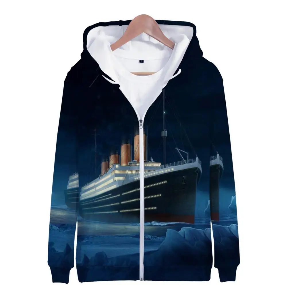 Hoodies Classic Movie Titanic 3D Print Zipper Sweatshirts Boys Girls Sweatshirts Children Fashion Long Sleeve Oversized Hoodie