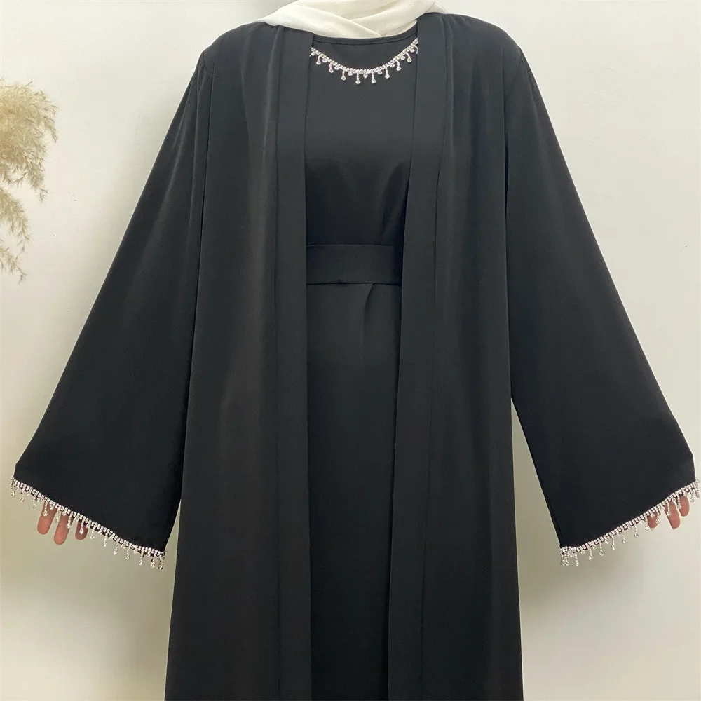 

Sleeveless Dress Loose Cardigan Muslim Women Middle East Dubai Jacket Robe Abaya Solid Color
