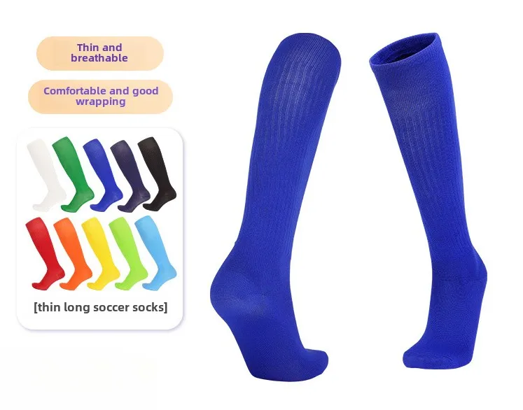 

Professional High Tube Thin Solid Color Athletic Socks for Men's Soccer Training
