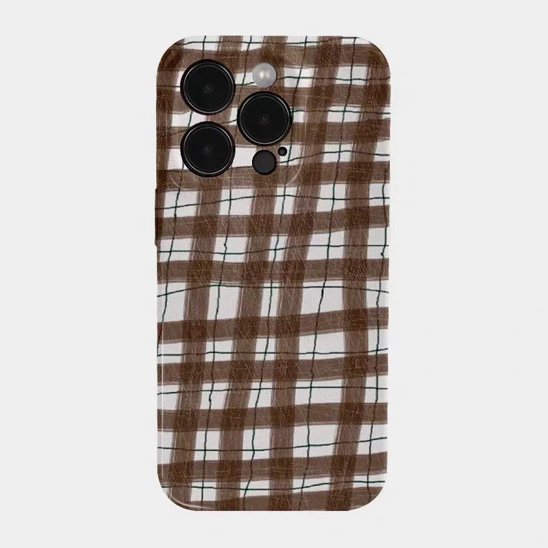 

Ins Brown Twisted Stripes Phone Case for IPHONE 17 Air 16E 15 PROMAX 14 Plus 13 12 MINI 11 PRO 16Plus XR SE Acrylic Phone Cover