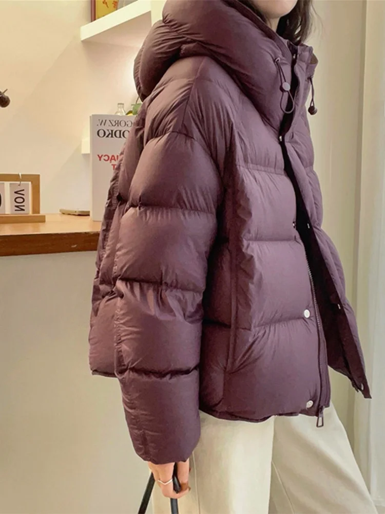 

Women's Hooded Thiened Cotton Jaet Bread Sle Warm Outerwear Winter Clothes European Faion Large Size Coat