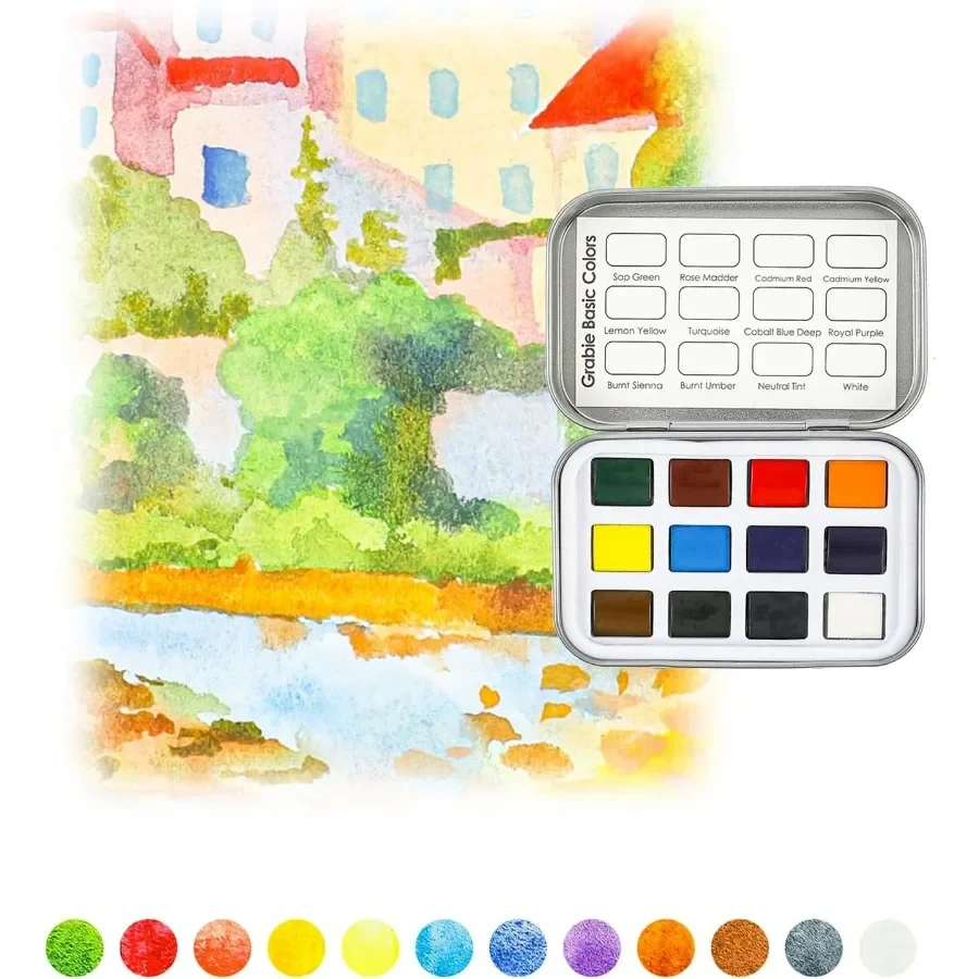 여행 및 예술적 그림 그리기용 60가지 색상의 포켓 수채화 세트 전문가 및 아마추어 예술가를 위한 이상적인 대량 미술 용품