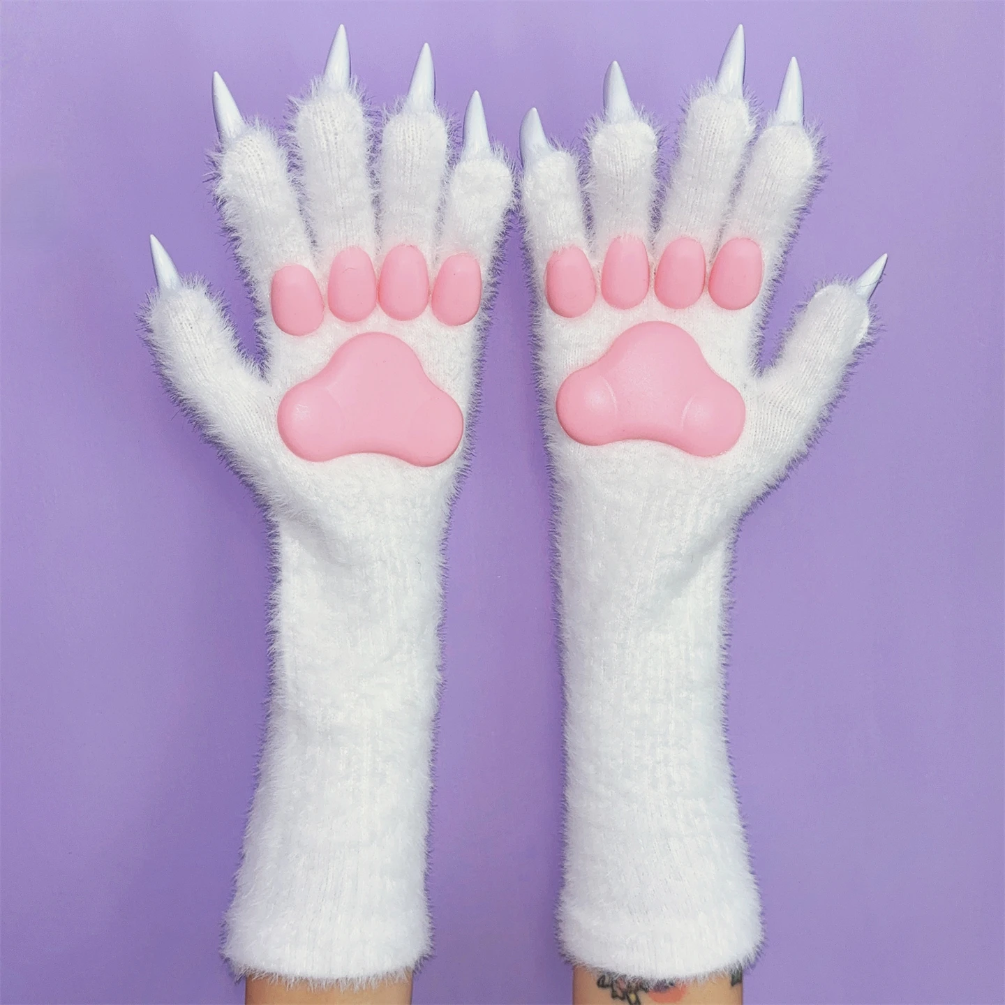 Halloween Japanese Secondary Long Nails Gloves Padded Long Cat Cosplay Props Performance Beast Claws Silicone Meat Pads Cuffs