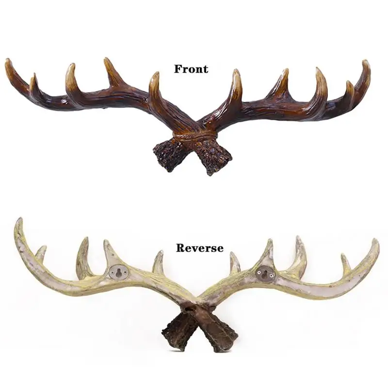 Antler Coat Rack Wall Mounted Resin Retro Coat Hook Clothes Hanger Rack Hanging Wall Decorations for Coat Hat Towel