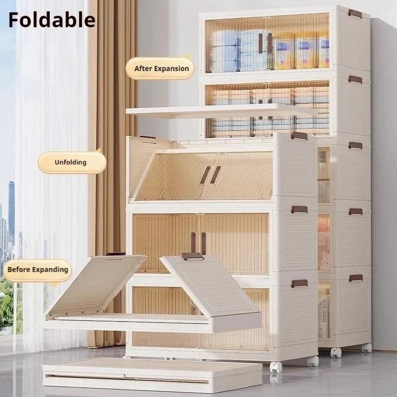 

Складной шкаф для гостиной, многофункциональный органайзер большой емкости с колесиками, ящик для хранения, полка для мелочей