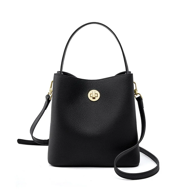 Jonlily Women Genuine Leather Shoulder Bag Female Handbag Totes High Capacity Commuter Bag Bucket Bag Daybag Purse -KG1332