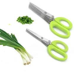 3 / 5 Camada Multi Aço Inoxidável Scallion Tesoura Salada Vegetal Cortar Ferramenta Utility Kitchen Cutter Shears Acessórios