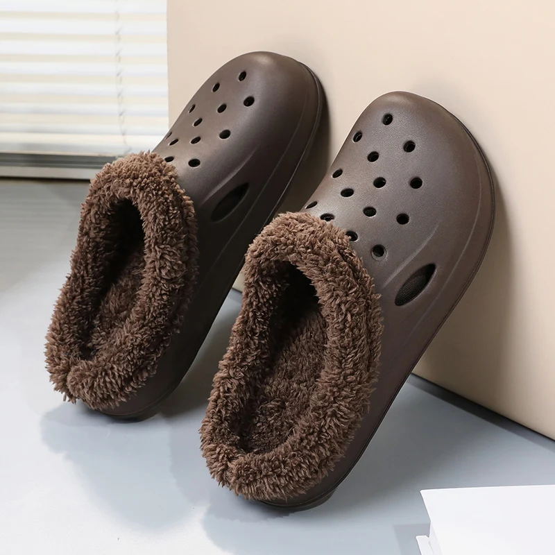 Men's Home Clogs 2025 New Winter Garden Clog Plush Warm Lining Waterproof Woman House Warm Shoes High Quality Anti-Slip Grown