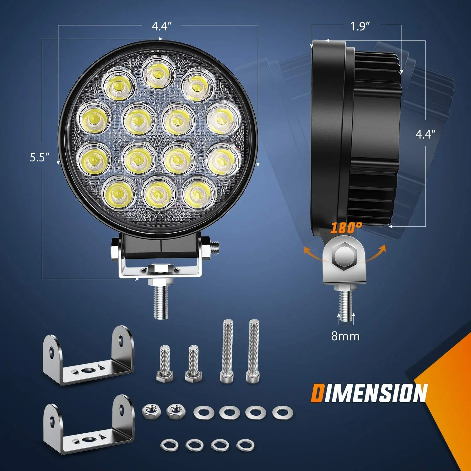 Led Round Light Bar 2PCS 4.5