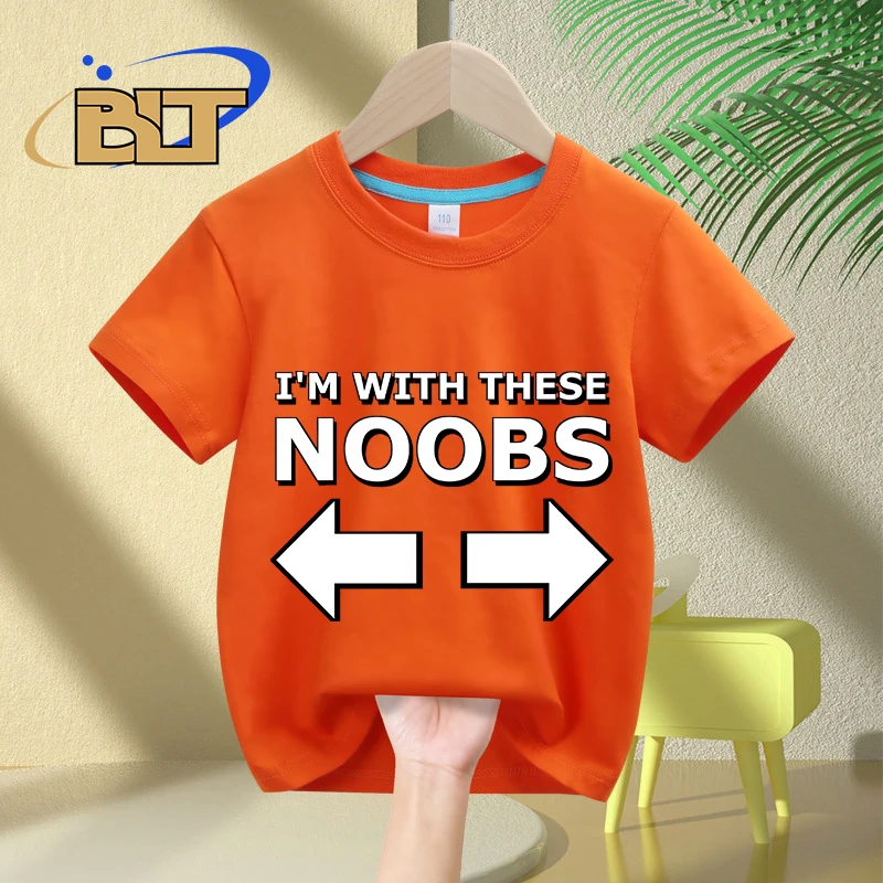 I'm with these noobs printed kids T-shirt summer children's cotton short-sleeved gift for boys and girls