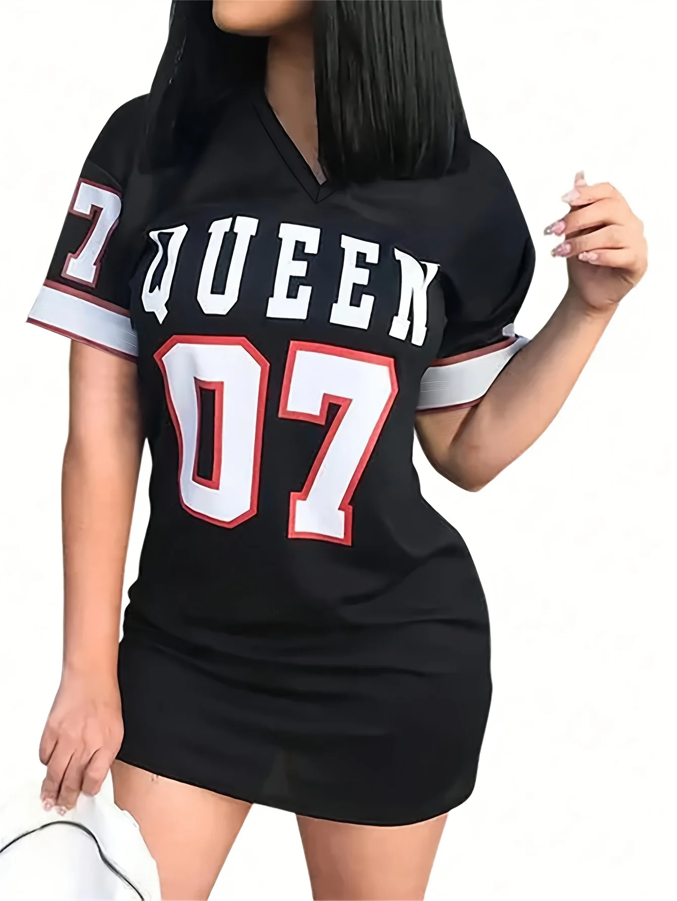 

Весенне-летнее женское платье средней длины с короткими рукавами и буквенным 3D-печатью для спорта и отдыха, ночная рубашка, подходящая для дома и отдыха