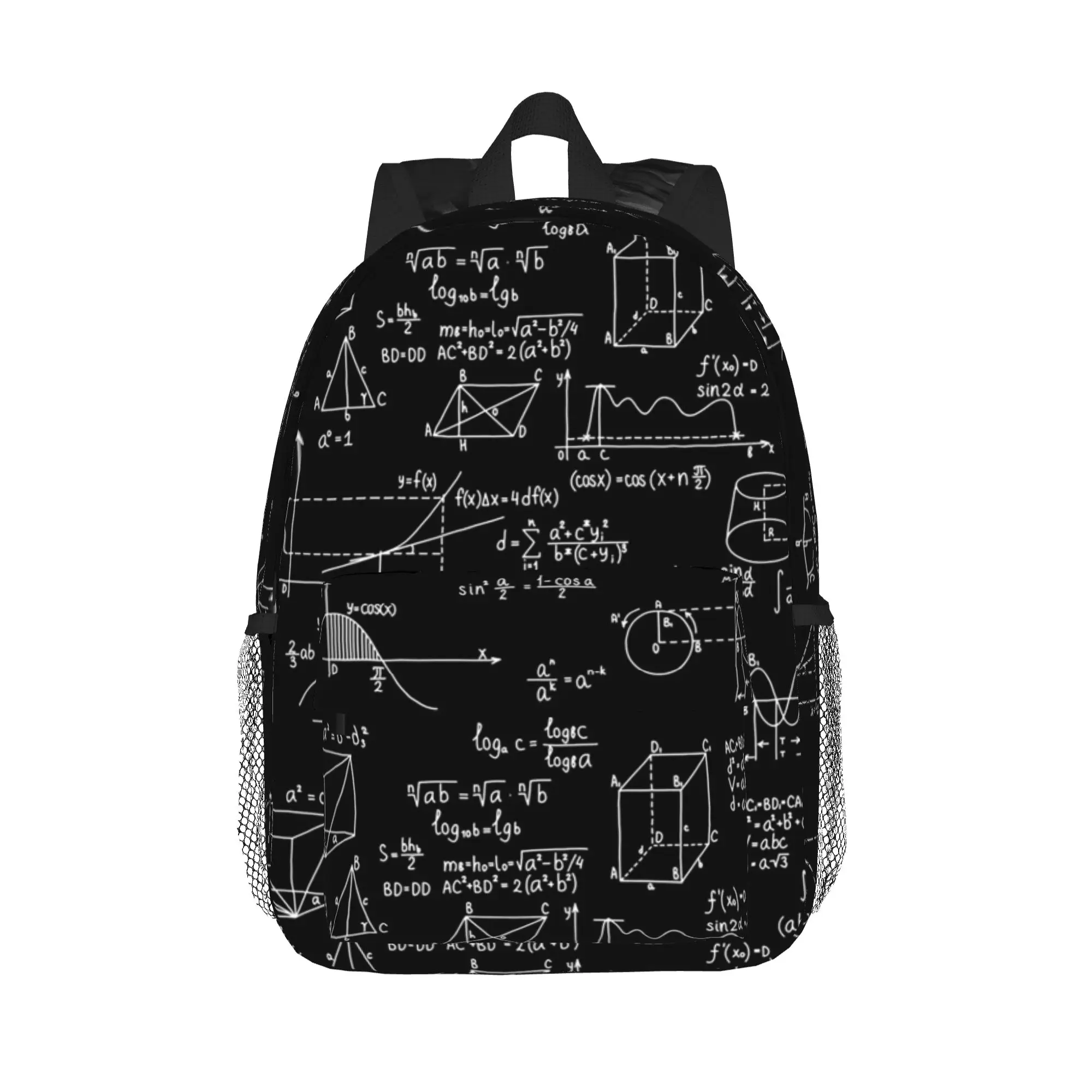 Math Themed Black And White Equation Design Backpack Hot Sale Daypack Boys Girls BookBag Shoulder Bags for Men Women School Bag