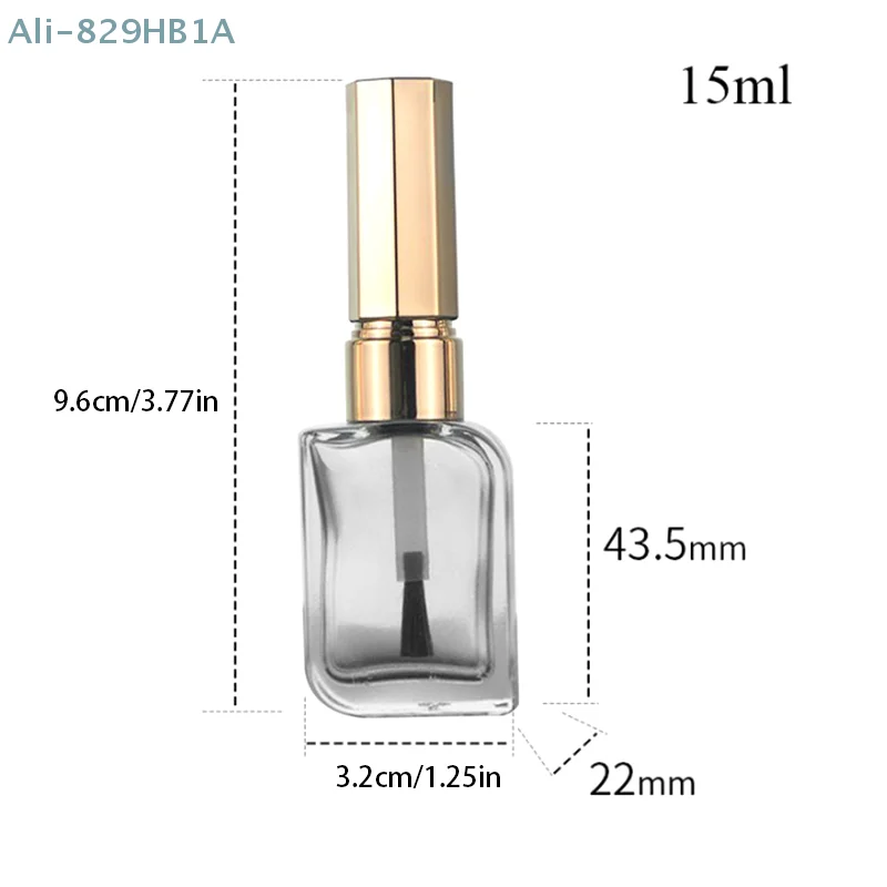 15ml Nagellack flasche leer mit Deckel bürste Kosmetik behälter Nagel glasflaschen mit Pinsel Gold und Silber deckel